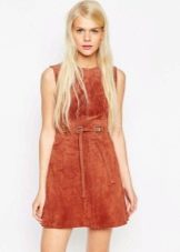 Short velvet terracotta dress