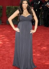 Long gray maternity bandeau dress