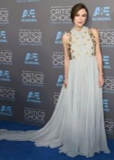 Long pale blue dress to the floor for pregnant women