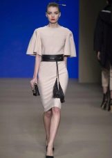 Sheath dress white with a belt