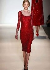 Red sheath dress with sleeves