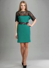 Knitted dress with guipure sleeves