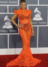Autumn long orange mermaid dress for women