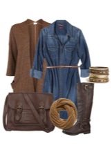 Denim shirt dress and accessories for women color type Autumn