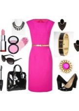 Pink dress and accessories for women of Bright Winter color type