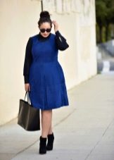 Suede dress for plump