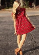 Robe vichy rouge tartan