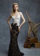 Black and White Lace Floor-Length Dress
