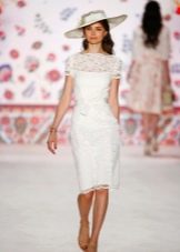 Mid White Lace Sheath Dress