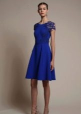 Dress with lace sleeves blue