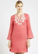 Linen a-line dress with embroidery