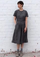 Below the knee linen fitted midi dress