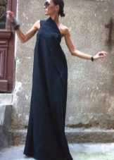 Blue asymmetrical long linen dress