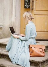 Light blue linen long dress