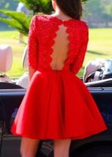 Red babydoll dress with open back