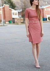 Sheath dress with asymmetrical hem
