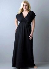 Long black viscose dress for chubby