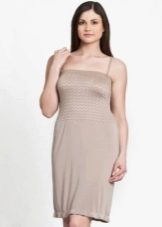 Beige viscose dress with straps for overweight