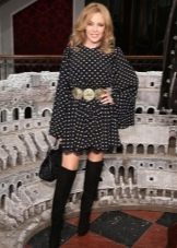 Viscose dress combined with over the knee boots