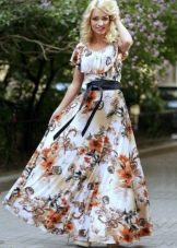 Long printed viscose dress