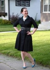 Shirt dress combined with a wide belt