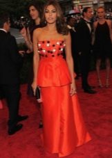 Red evening dress with peplum