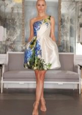 Fashionable White Floral Print Corset Dress