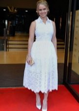 White pumps for a dress with a half-sun skirt