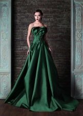 Green Off Shoulder Train Dress