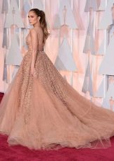 Evening lush dress with train Jennifer Lopez