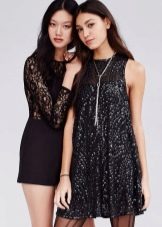 Festive black a-line dress with sequins