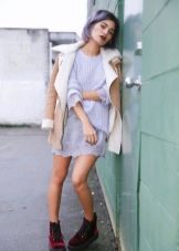 Knitted lilac tunic dress