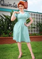 Light blue dress with white polka dots
