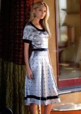 Gray dress with rare small polka dots