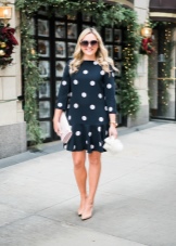 Black Shift Dress with White Polka Dots