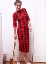 Robe fourreau à carreaux rouge et noir (tartan)
