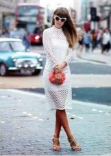Long Sleeve White Mesh Dress