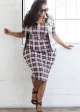 Sheath dress in white cage for obese women