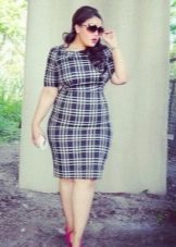 Sheath dress in a gray check for obese women
