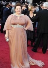 Long-sleeved silk floor-length dress for obese women