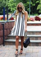 Black and white vertical stripe dress