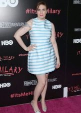 Short dress with white bare horizontal stripes for plump