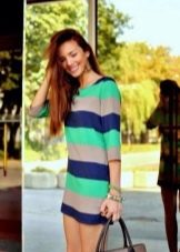 Short dress with wide colored stripes