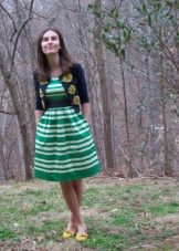 A-line dress with striped waistband