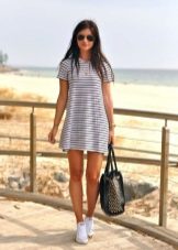 Sneakers for a striped dress