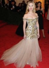 Mermaid dress with gold trim