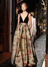 Floor-length baroque print dress