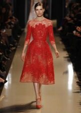 Red lace new bow dress