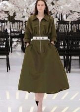 Khaki Solid New Bow Dress