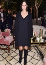 Black V Neck Straight Casual Dress